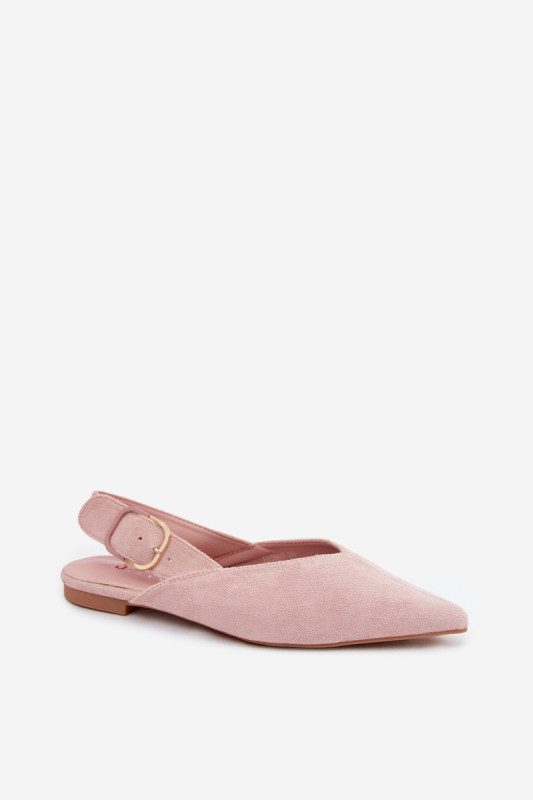 Rosa Ballerinas mit Schnalle aus Velourslederimitat