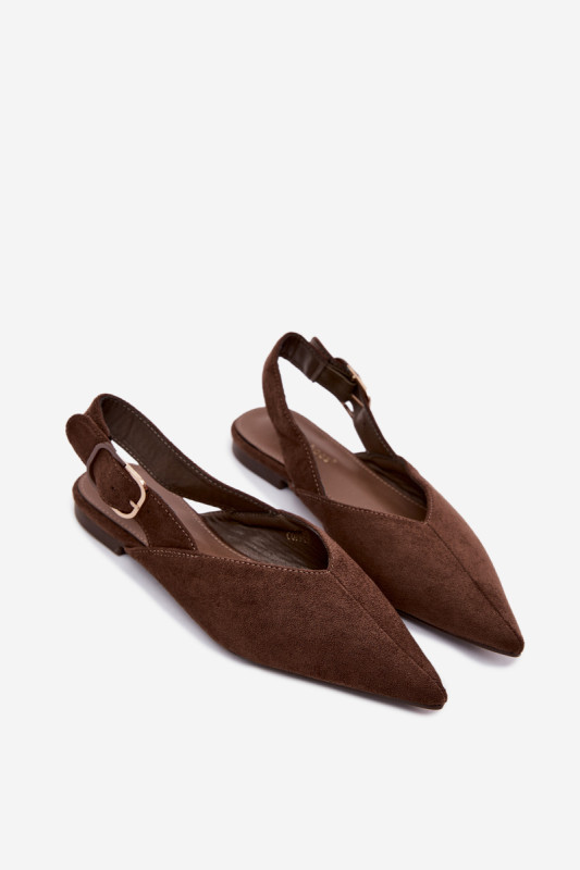 Braune Ballerina mit Schnalle aus Wildlederimitat