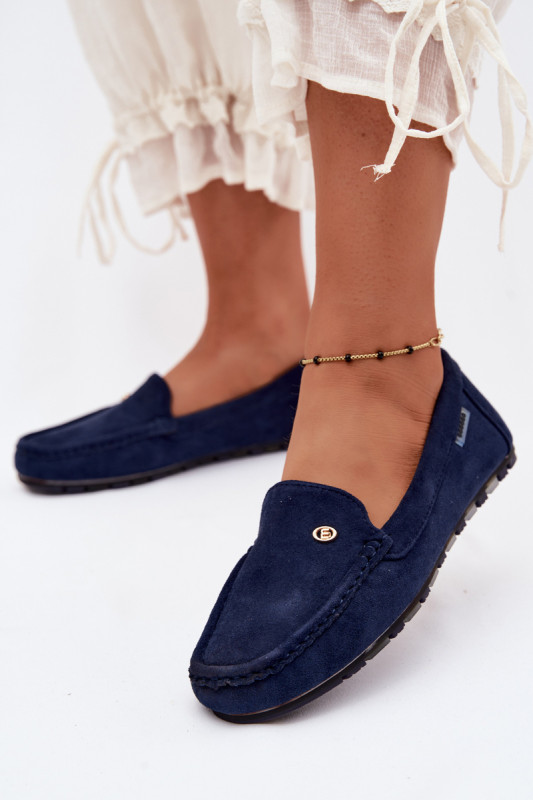 Mokassins aus blauem Eco-Wildleder, flach