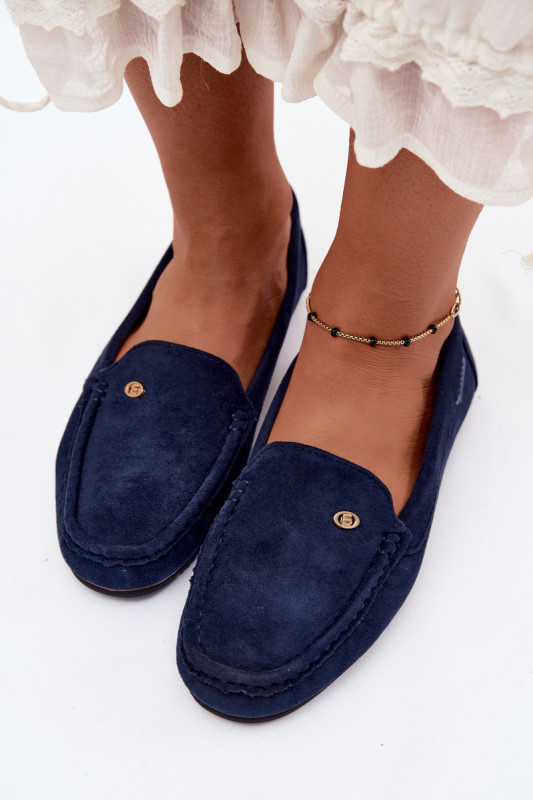 Mokassins aus blauem Eco-Wildleder, flach