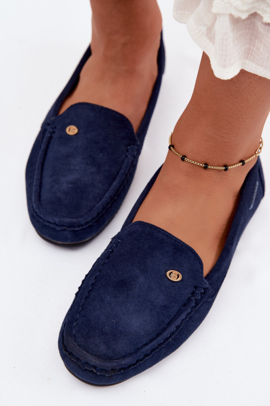 Mokassins aus blauem Eco-Wildleder, flach