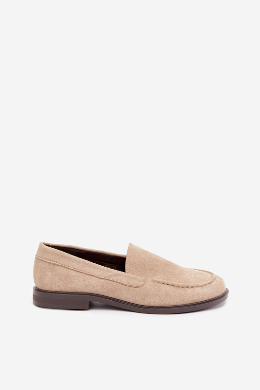 Beige Loafer aus Kunstveloursleder