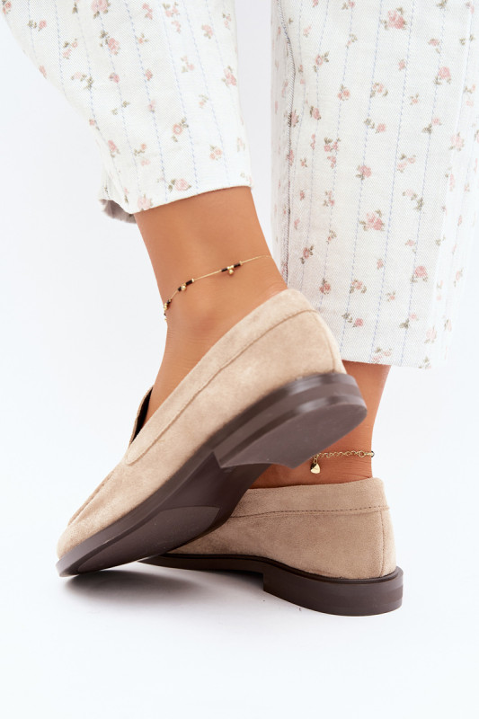 Beige Loafer aus Kunstveloursleder