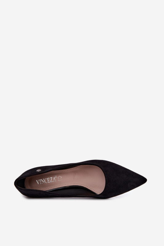 Schwarze Pumps mit schlankem Absatz aus Velourslederimitat