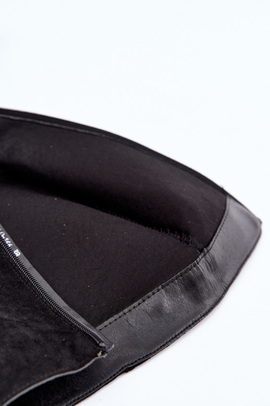 Schwarze Cowboy-Stiefelette aus Velourslederimitat mit Blockabsatz und Reißverschluss