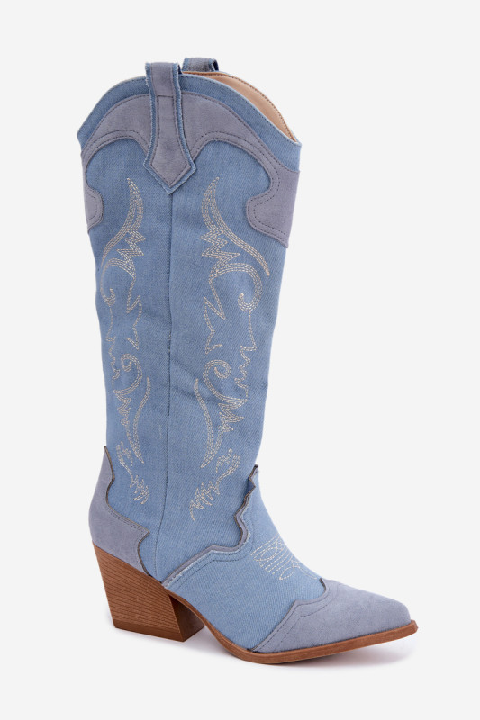 Jeans-Westernstiefel mit Absatz