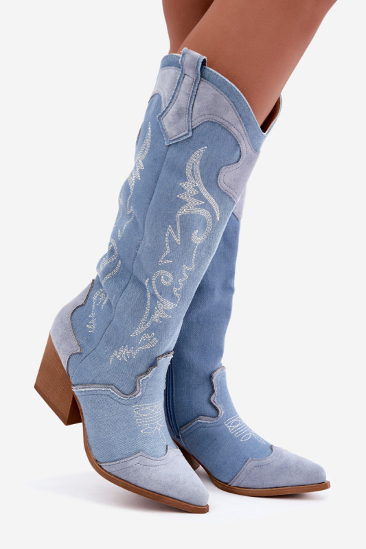 Jeans-Westernstiefel mit Absatz