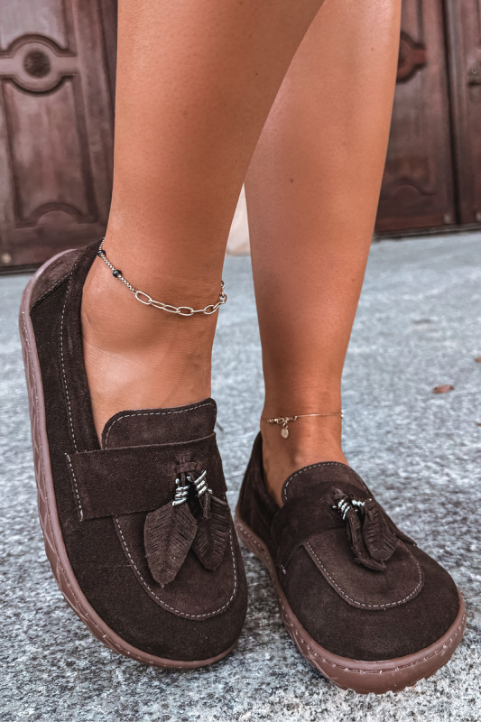 Barefoot Mokassin aus echtem Wildleder, braun