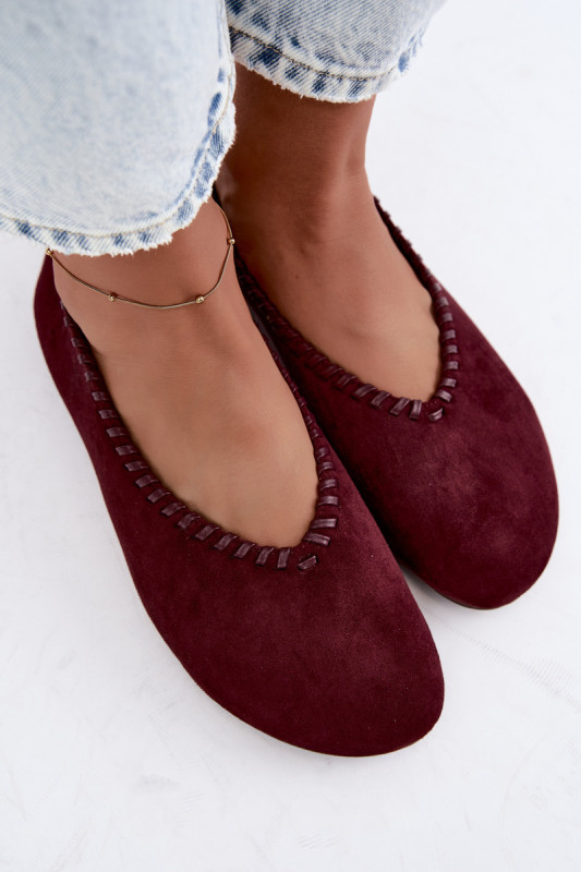 Ballerinas mit geflochtener Umrandung bordeaux
