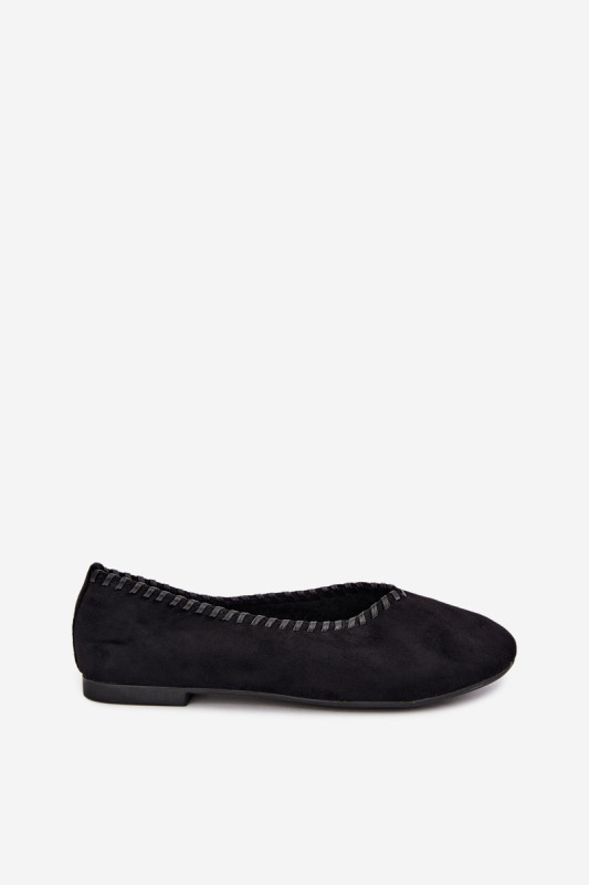 Schwarze Ballerinas mit geflochtenem Besatz