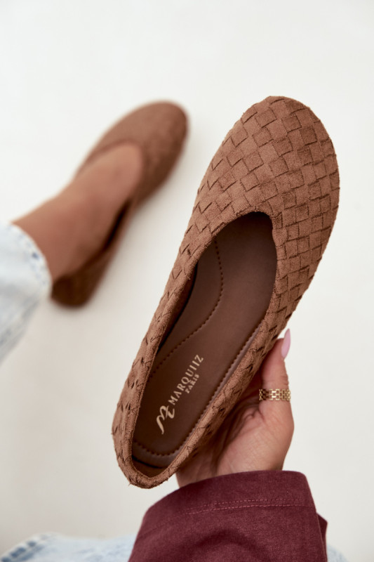 Geflochtene flache Ballerinas braun