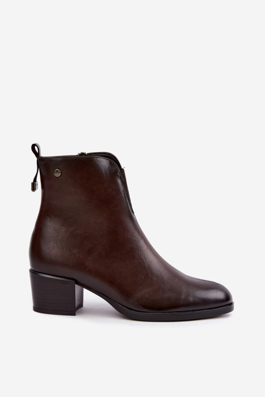 Gefütterte Stiefelette mit Blockabsatz, braun