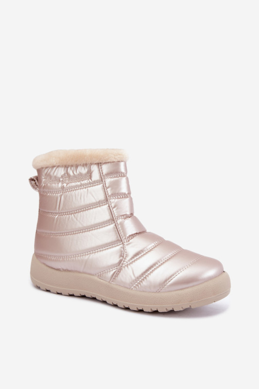 Beige gefütterte Schneestiefel mit Plateau