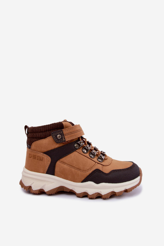 Gefütterte Trekkingschuhe mit Klettverschluss, braun