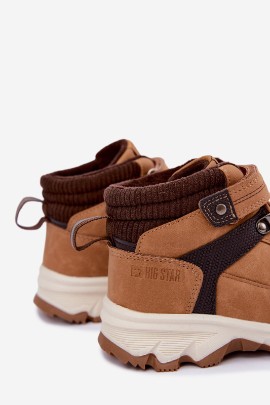 Gefütterte Trekkingschuhe mit Klettverschluss, braun