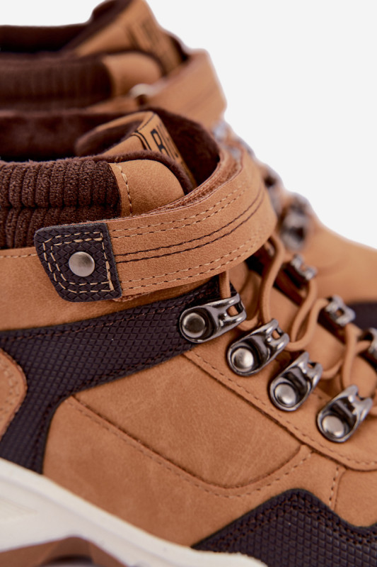 Gefütterte Trekkingschuhe mit Klettverschluss, braun