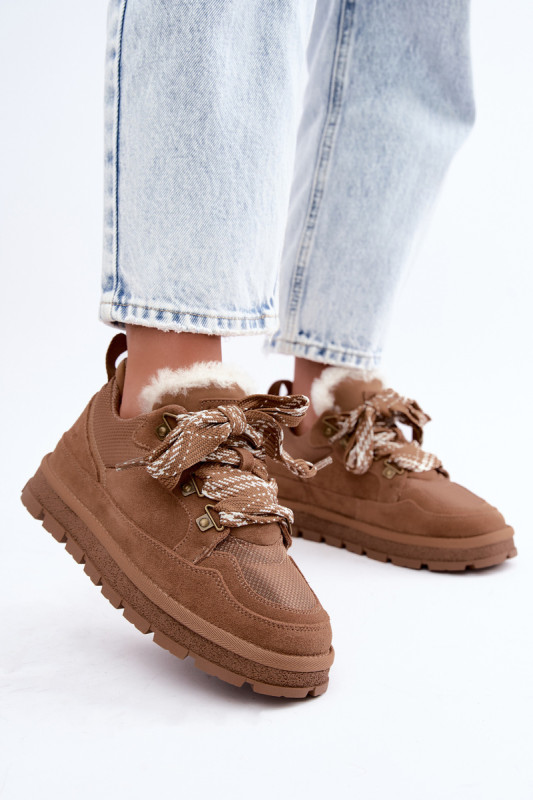 Schnürbare Schneestiefel aus Veloursleder