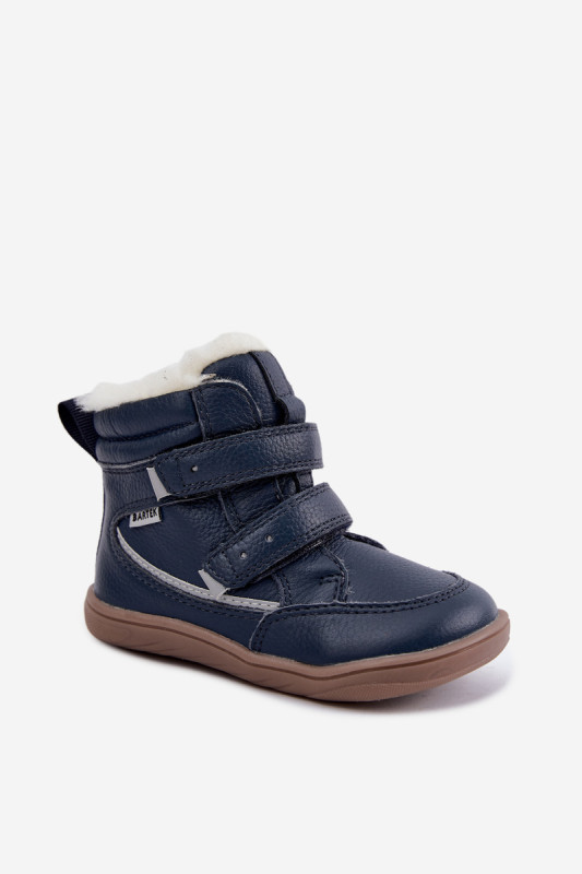 Blaue Barfuß-Schneestiefel aus Leder