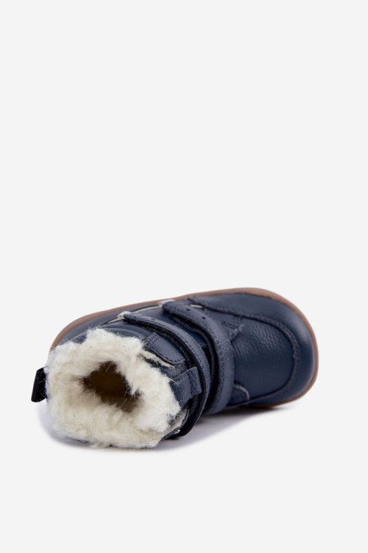 Blaue Barfuß-Schneestiefel aus Leder