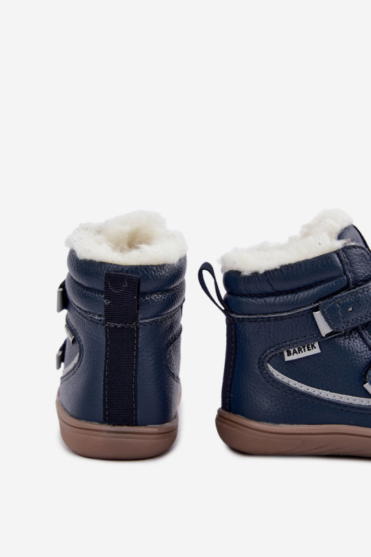 Blaue Barfuß-Schneestiefel aus Leder