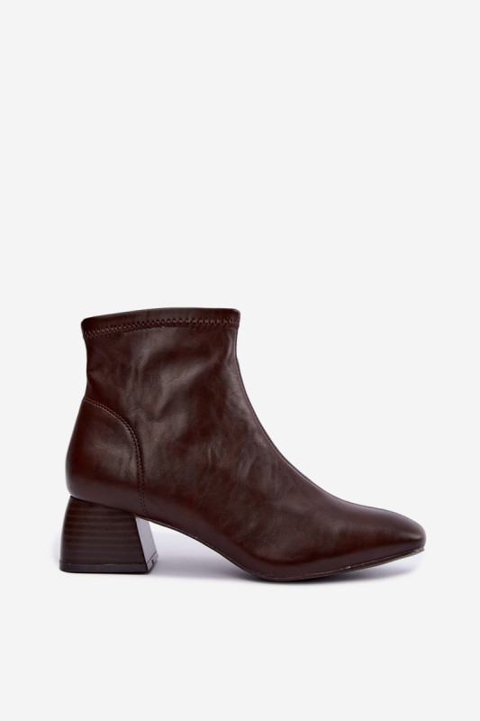 Stiefelette mit Blockabsatz aus Kunstleder, braun