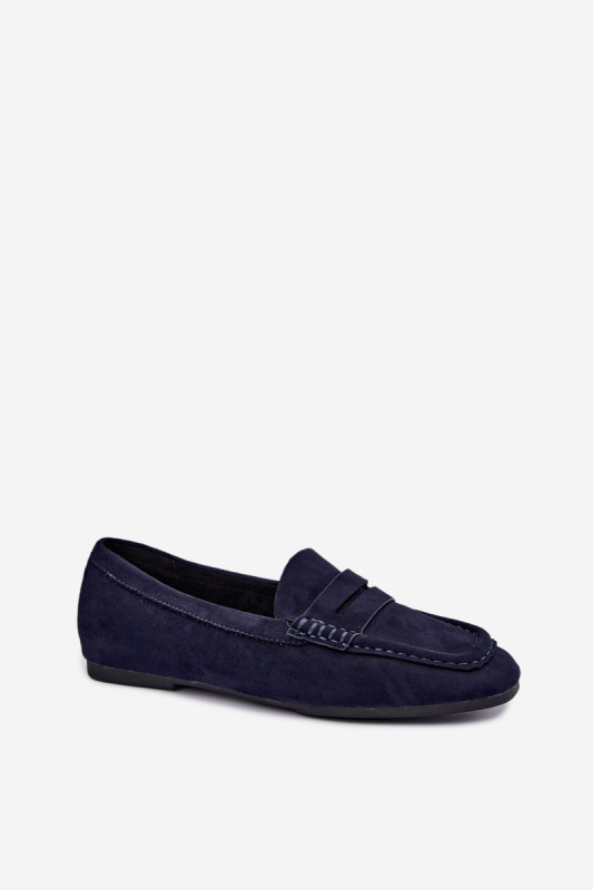 Flache Mokassins aus blauem Wildleder