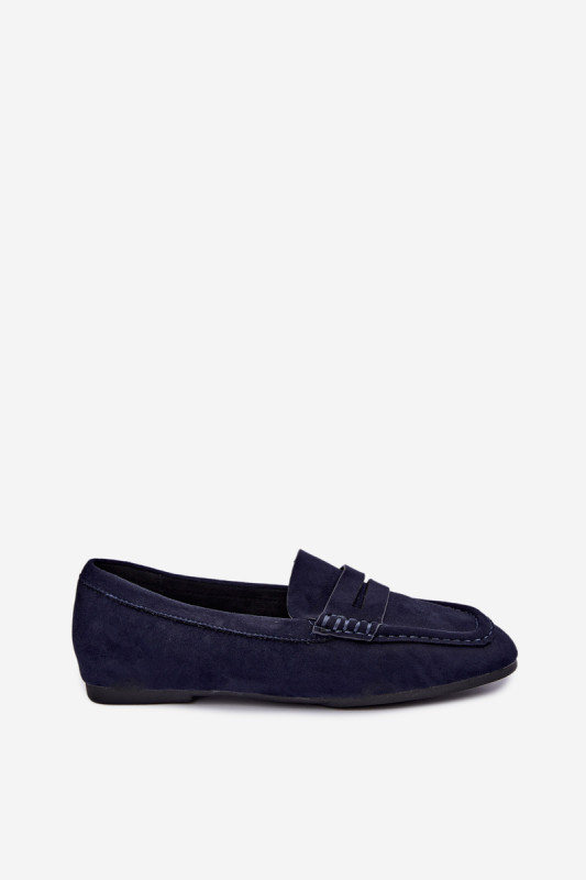 Flache Mokassins aus blauem Wildleder