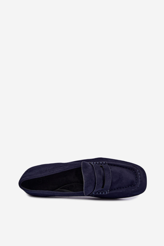 Flache Mokassins aus blauem Wildleder