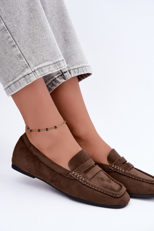 Beige Mokassins aus Wildlederimitat ohne Absatz
