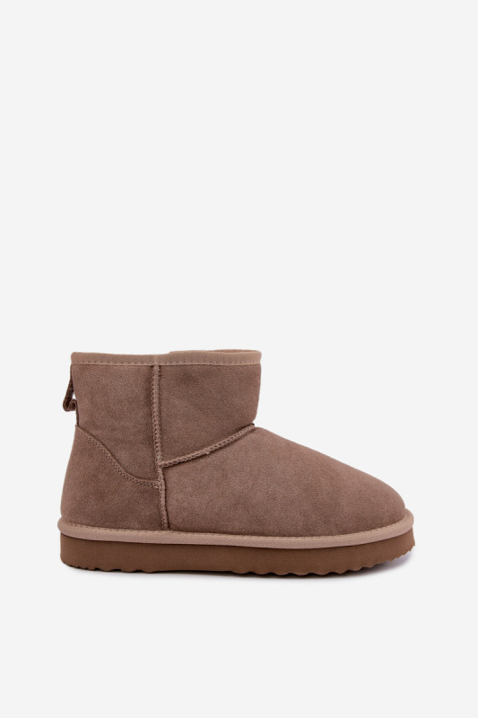 Beige Schneestiefel aus Wildleder mit Fellfutter