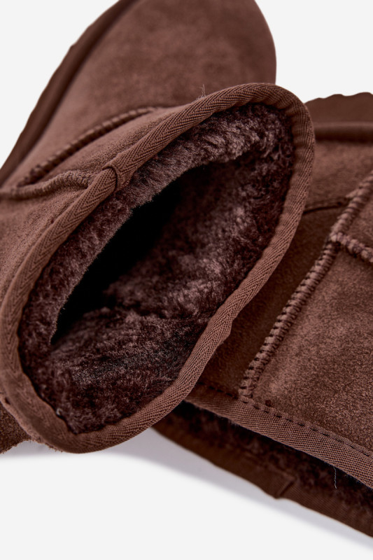 Gefütterte braune Wildleder-Snowboots mit Fell