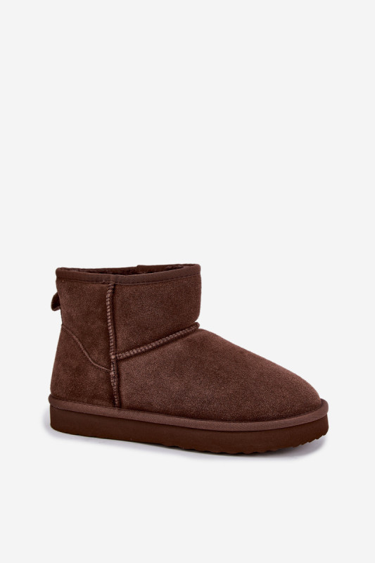 Gefütterte braune Wildleder-Snowboots mit Fell