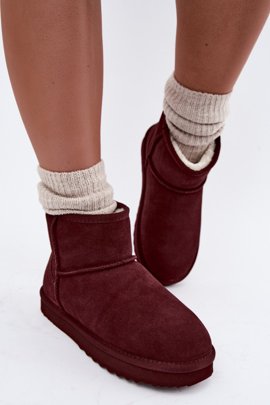 Gefütterte Wildleder-Snowboots mit Fell, bordeaux