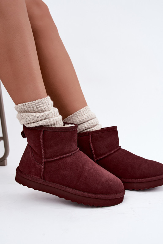 Gefütterte Wildleder-Snowboots mit Fell, bordeaux