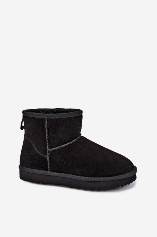 Gefütterte schwarze Wildleder-Snowboots mit Fell