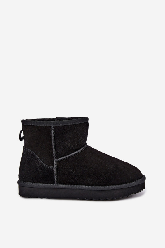 Gefütterte schwarze Wildleder-Snowboots mit Fell
