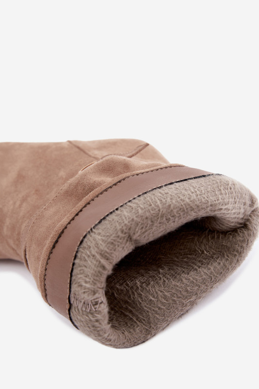 Beige gefütterte Stiefelette mit Stiletto-Absatz und Riemen