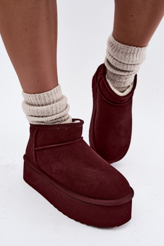 Snowboots aus echtem Veloursleder bordeaux