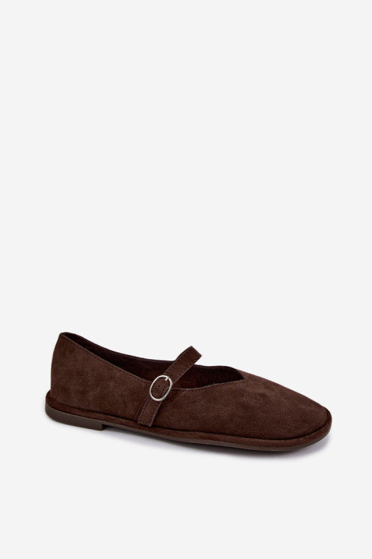 Barefoot Ballerina mit Riemen aus braunem Wildlederimitat