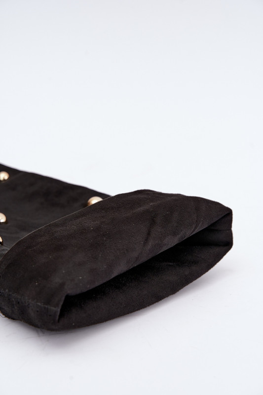 Schwarze Overknee-Stiefel mit Stiletto-Absatz und goldenen Details
