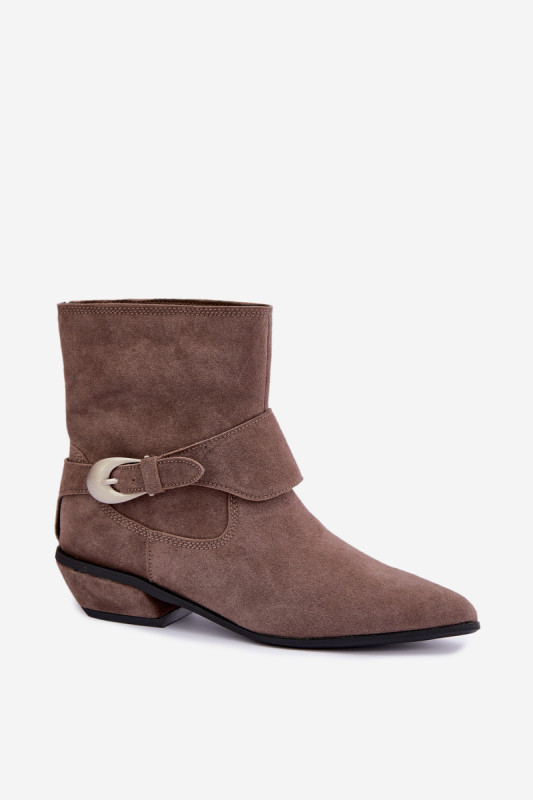 Gefütterte beige Stiefelette aus Wildleder