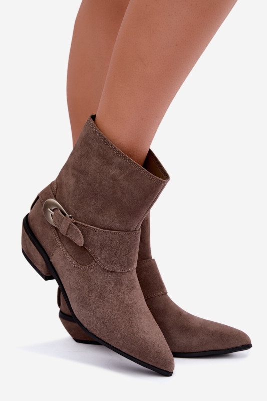 Gefütterte beige Stiefelette aus Wildleder