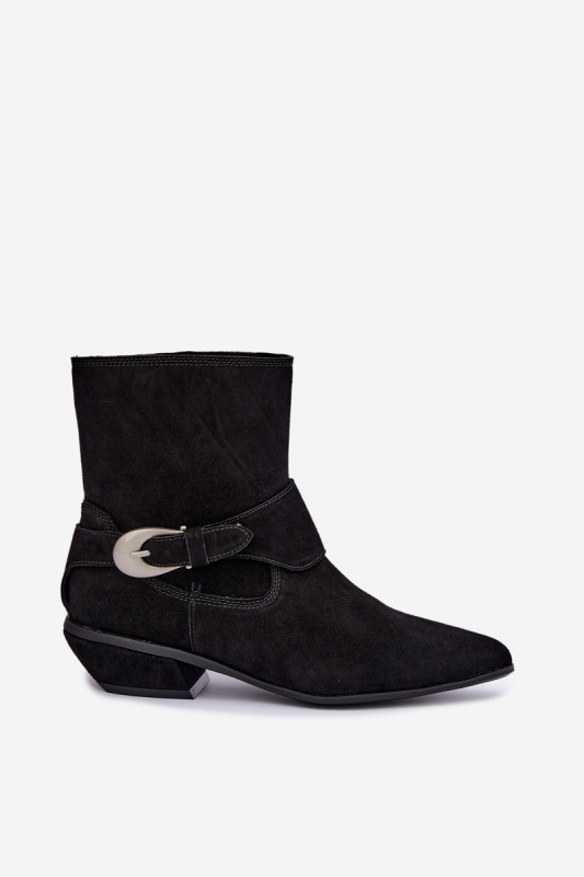 Gefütterte schwarze Ankle Boots aus echtem Veloursleder