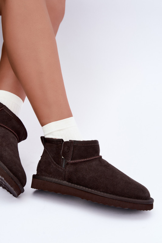 Wildleder-Snowboots mit Reißverschluss braun