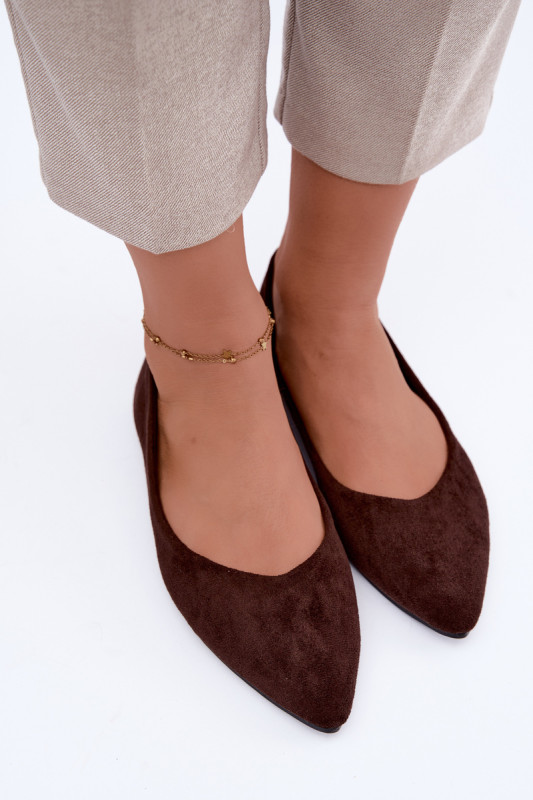 Flache Ballerinas aus Eco-Wildleder in Braun