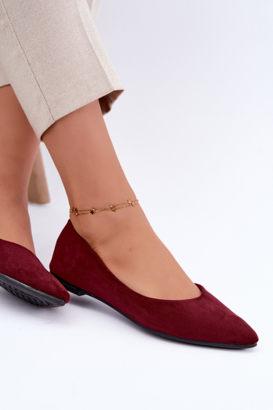 Flache Ballerinas aus Eco-Wildleder in Bordeaux