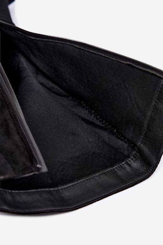 Schwarze Veloursstiefel mit Raffung und Blockabsatz
