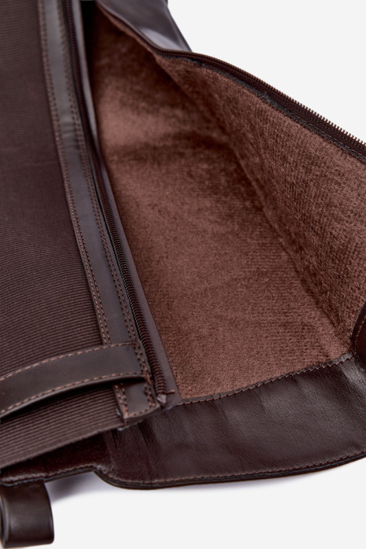 Gefütterte Stiefel mit Blockabsatz und Schnalle, braun