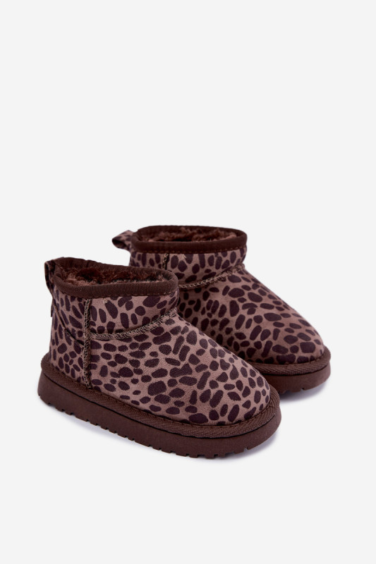 Schneestiefel mit Leopardenmuster, braun, aus Kunstveloursleder