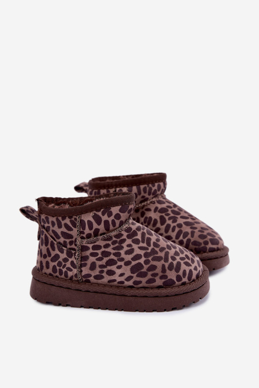 Schneestiefel mit Leopardenmuster, braun, aus Kunstveloursleder